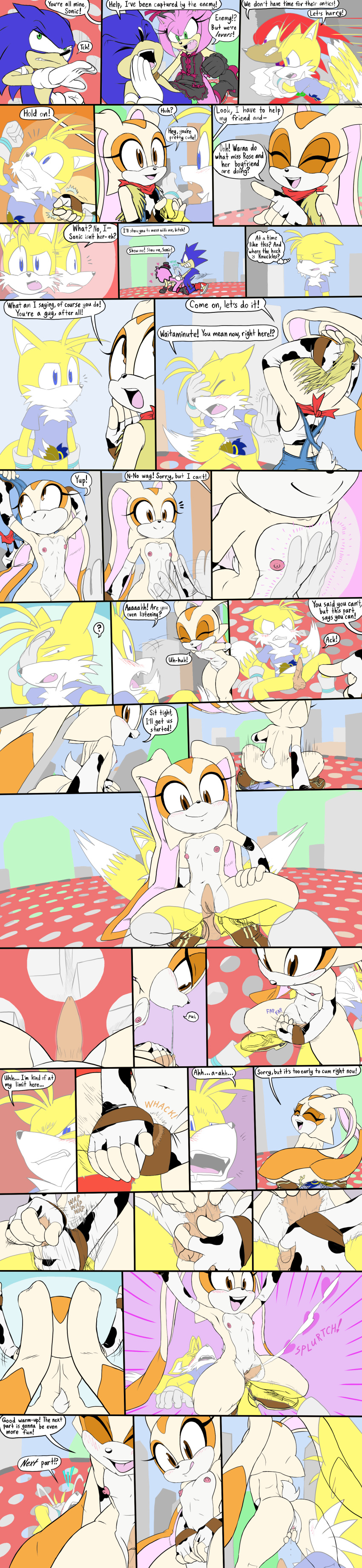 &lt;3 absurd_res anthro city clothing colored cream_the_rabbit duo ejaculation female flat_chested handjob hb_lint hi_res long_image male male/female miles_prower penile sega sex sonic_the_hedgehog_(series) tall_image touching_chest undressing