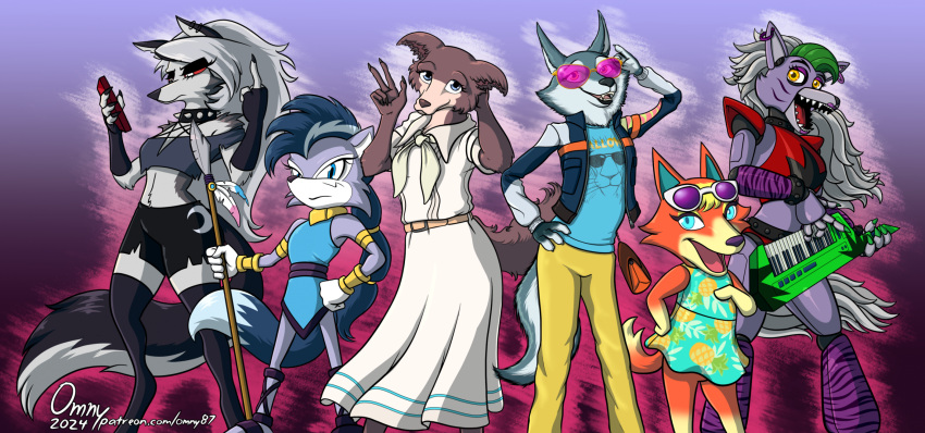 2024 5_fingers animal_crossing animatronic anthro archie_comics armwear audie_(animal_crossing) beastars black_nose blue_body blue_fur bottomwear brown_body brown_fur canid canid_demon canine canis cellphone clothing collar crop_top demon dress electronics eyewear female fingerless_gloves fingers five_nights_at_freddy's five_nights_at_freddy's:_security_breach fur gesture gloves green_highlights grey_body grey_fur group hair hand_gesture handwear hellhound helluva_boss hi_res highlights_(coloring) humanoid_hands illumination_entertainment jacket juno_(beastars) keyboard_instrument keytar legwear loona_(helluva_boss) lupe_the_wolf machine mammal melee_weapon middle_finger multicolored_body multicolored_fur musical_instrument mythological_canine mythological_creature mythology nintendo omny87 open_mouth open_smile pants pattern_armwear pattern_clothing pattern_legwear phone polearm porsha_crystal red_body red_eyes red_fur robot roxanne_wolf_(fnaf) school_uniform scottgames sega shirt shorts shoulder_pads signature silver_hair sing_(movie) smartphone smile sonic_the_hedgehog_(archie) sonic_the_hedgehog_(comics) sonic_the_hedgehog_(series) spear spiked_collar spikes steel_wool_studios stockings striped_armwear striped_clothing striped_legwear stripes sunglasses tan_body tan_fur teeth text tongue topwear tunic two_tone_body two_tone_fur uniform url v_sign weapon white_body white_eyes white_fur wolf