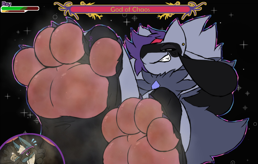 3_toes absurd_res anthro between_toes dirty_feet duo feet foot_fetish foot_focus foot_play generation_4_pokemon hi_res lucario macro male male/male micro nintendo oblivionservox6 pawpads paws pokemon pokemon_(species) soles toes