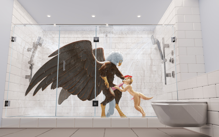 absurd_res accipitrid accipitriform alcander anthro athletic avian bald_eagle bathing bathroom beak bird black_claws black_nose blue_eyes brown_body brown_feathers claws cloacal_penis digitigrade dsw7 duo eagle erection eye_contact feathered_wings feathers feet fur genitals hair hi_res lontra looking_at_another male male/male mammal masturbation mustelid north_american_river_otter oral otter penis plantigrade red_hair river_otter schwartz_otter sea_eagle sex shower shower_head shower_sex showering showering_together size_difference smile smiling_at_partner sucking sucking_tip tail tail_feathers talon_hands talons tan_body tan_fur toes wet wet_body wet_feathers wet_fur white_body white_feathers wings yellow_eyes