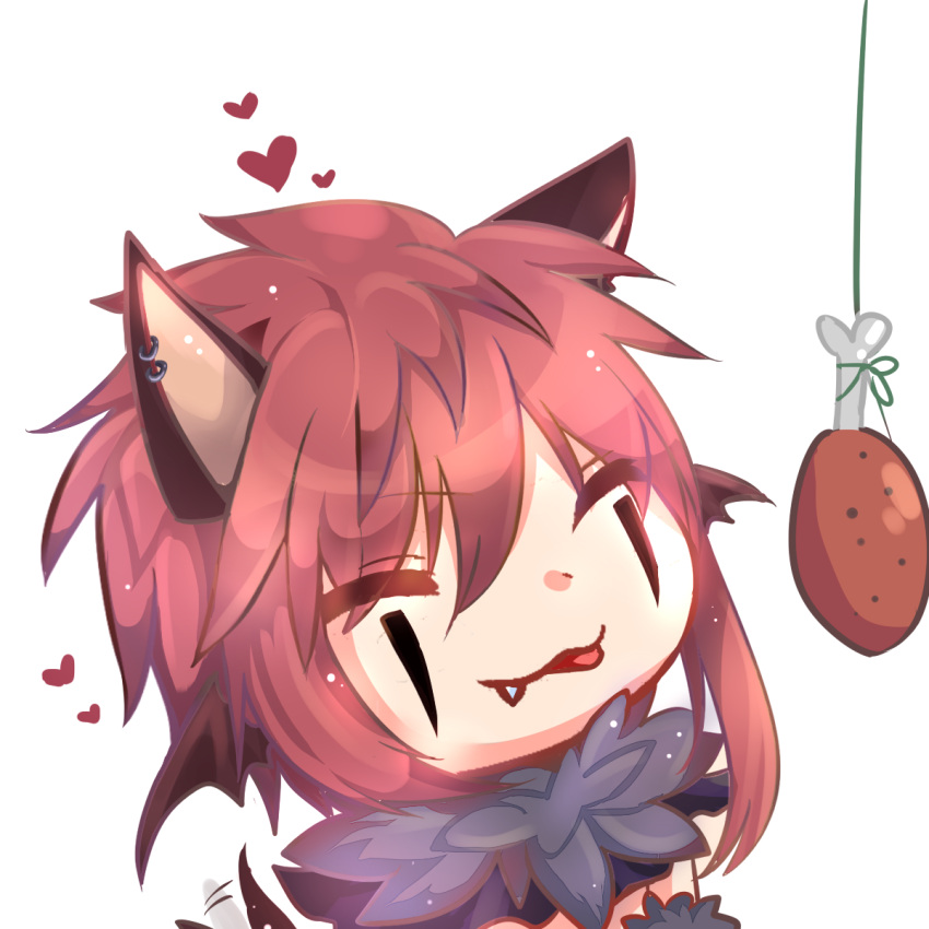 1boy animal_ears brown_hair brown_wings chicken_leg commentary_request demon_wings ear_wings fang fur_collar gyate_gyate hair_between_eyes highres lanmei_jiang male_focus medium_bangs medium_hair open_mouth ragnarok_online shadow_chaser_(ragnarok_online) sidelocks simple_background solo tail tail_wagging tongue tongue_out upper_body white_background wings wolf_boy wolf_ears wolf_tail |_|