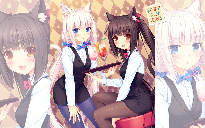 animal_ears chocolat neko_para neko_works nekomimi pantyhose sayori valentine vanilla waitress