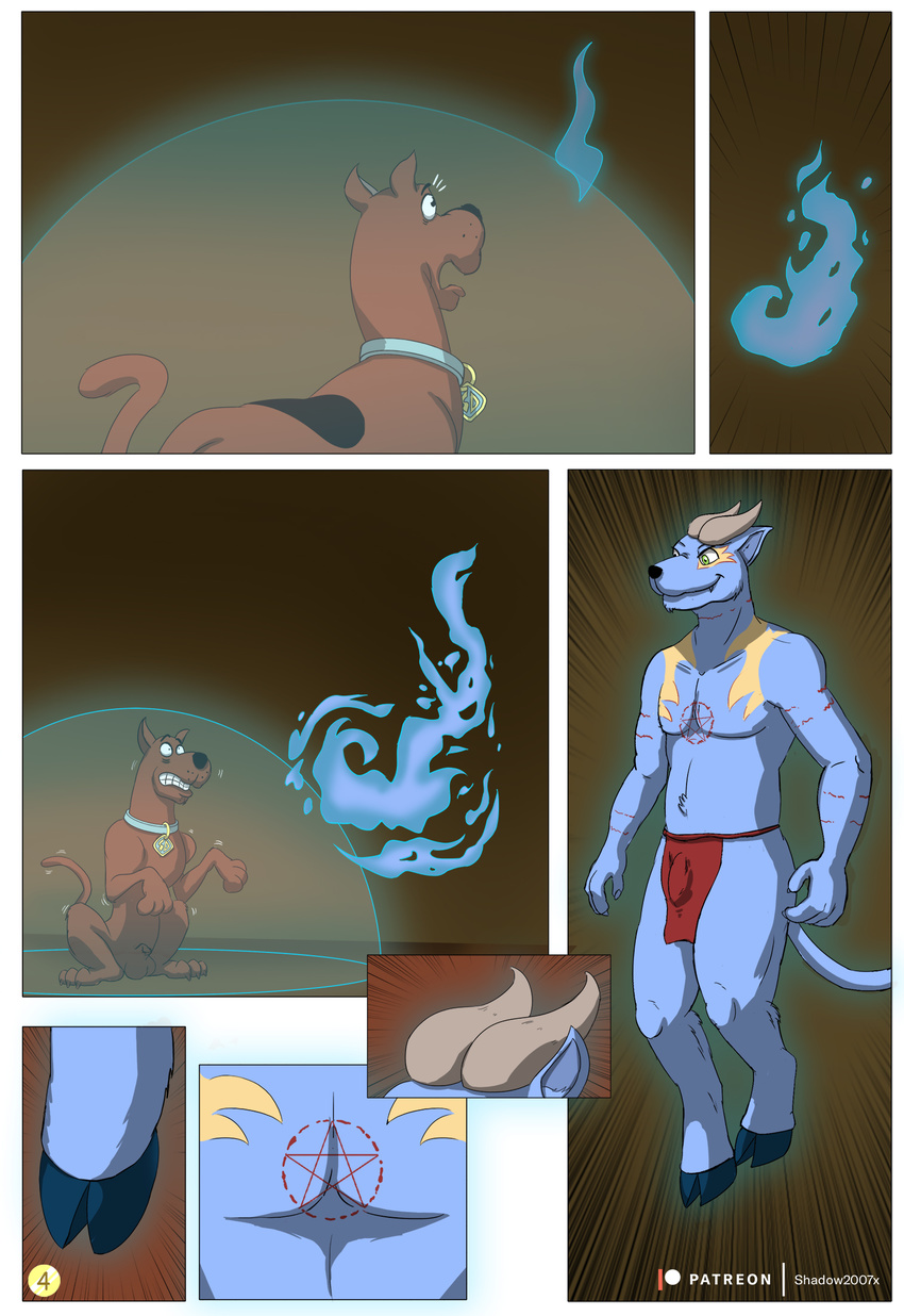 animal_genitalia animal_penis comic commission deletethistag digital_media_(artwork) djinn dog fur furro furry gay male mammal mosnter patreon photoshop scooby-doo scooby-doo_(series) shadow2007x spooky transformation