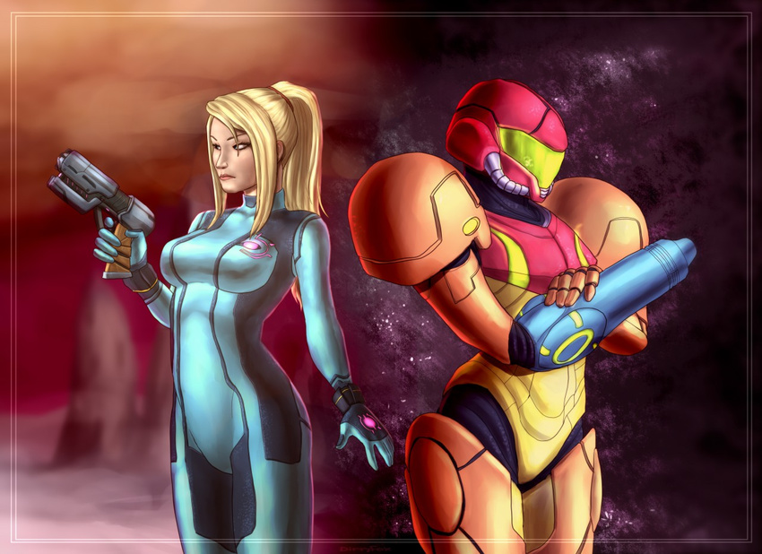 dirtyfox911911 female gun human mammal metroid nintendo not_furry ranged_weapon samus_aran varia_suit video_games weapon zero_suit