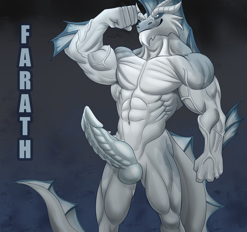 abs anthro balls biceps big_muscles big_penis dragon farath fin flexing grey_scales grin invalid_tag male marsel-defender muscular muscular_male navel pecs penis ribbed_penis scales smile solo standing vein