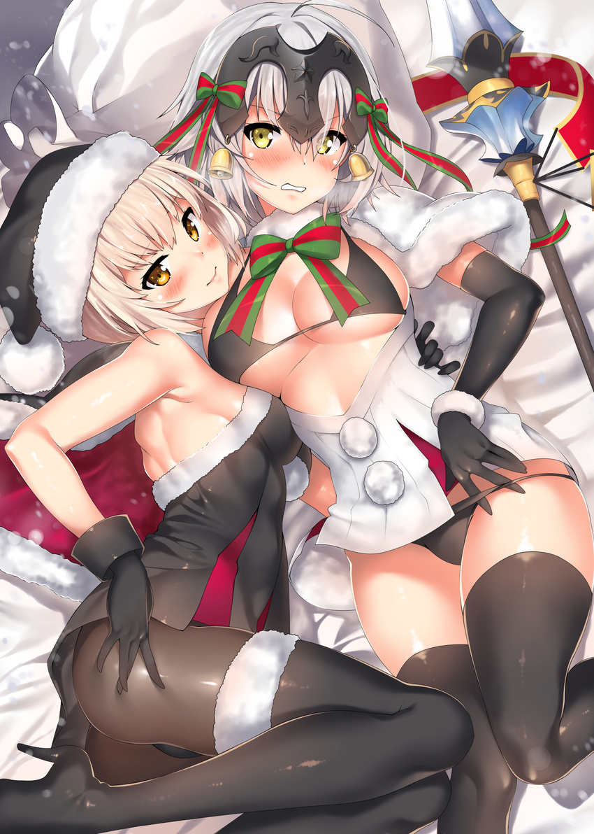 christmas cosplay fate/grand_order jeanne_d'arc jeanne_d'arc_(alter)_(fate) jeanne_d'arc_alter_santa_lily kawai_(purplrpouni) saber saber_alter thighhighs