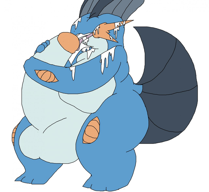 anthro autofellatio balls belly big_balls big_belly big_penis cum cum_in_mouth cum_in_own_mouth cum_inside cum_on_face cum_on_self erection huge_balls huge_penis hyper hyper_penis male masturbation nintendo oral overweight overweight_male penis pok&eacute;mon pok&eacute;mon_(species) rakashama swampert video_games wide_hips