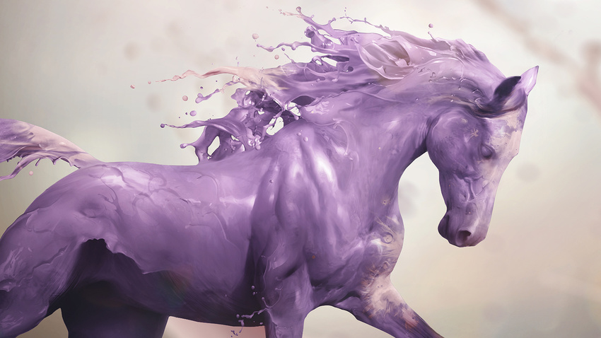 ambiguous_gender equine feral fur goo_creature horse liquid mammal naomi_chen purple_fur simple_background solo water