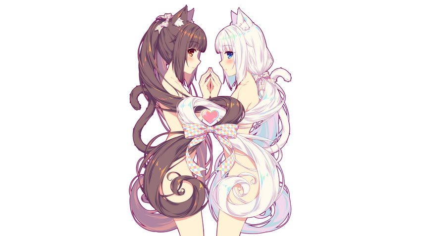 2girls chocola_(sayori) heart long_hair nekopara nude photoshop sayori vanilla_(sayori) white