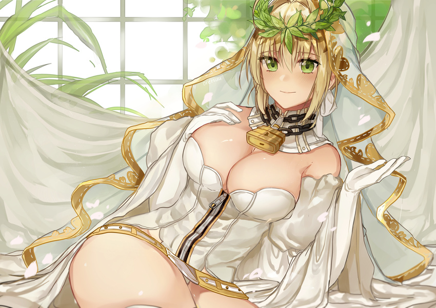bodysuit cleavage fate/extra fate/extra_ccc fate/stay_night pantsu saber_bride saber_extra