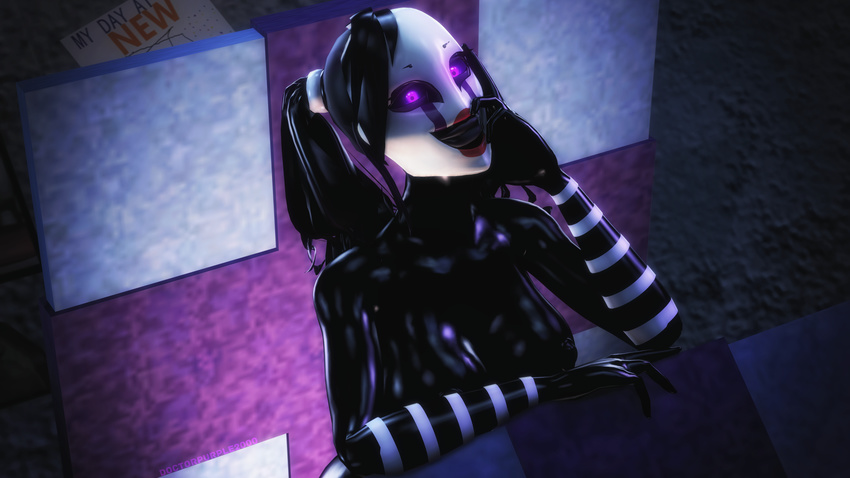 2017 3d_(artwork) animatronic anthro box breasts crossgender digital_media_(artwork) doctorpurple2000 female five_nights_at_freddy's five_nights_at_freddy's_2 humanoid looking_at_viewer machine marionette_(fnaf) nipples nude robot simple_background smile solo source_filmmaker video_games