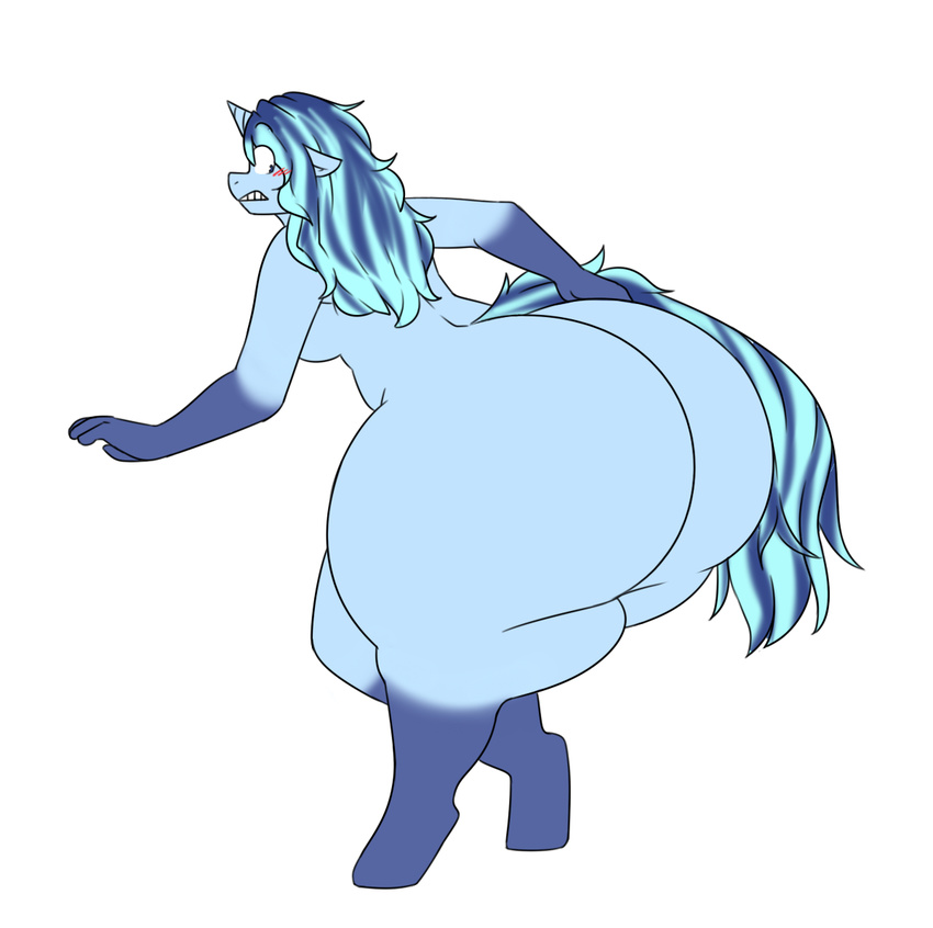 anthro big_butt big_thighs bottom_heavy breasts butt butt_expansion embarrassed equine female growth horn horse huge_butt hyper hyper_butt hyper_hips mammal mlp_oc my_little_pony overweight pear_shaped pony robertge solo surprise unicorn urban_wave wide_hips wide_load