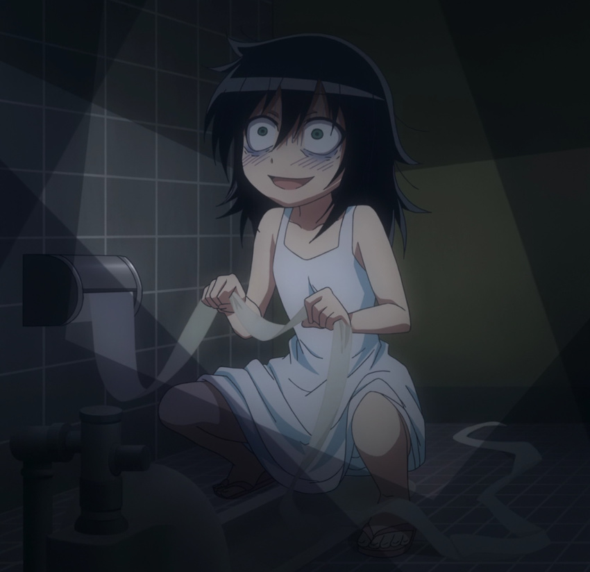 black_hair girl kuroki_tomoko screencap skirt solo squat_toilet squatting watashi_ga_motenai_no_wa_dou_kangaetemo_omaera_ga_warui!