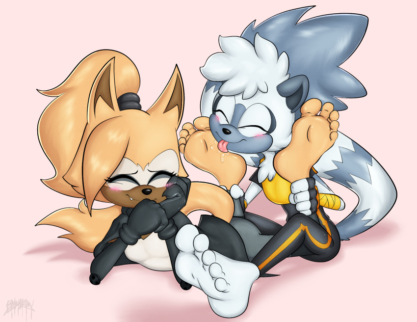 5_toes anthro barefoot benjipaws canid canine canis clothing duo eyes_closed feet female female/female fingerless_gloves foot_fetish foot_lick foot_play gloves handwear hi_res idw_publishing lemur licking mammal primate sega soles sonic_the_hedgehog_(comics) sonic_the_hedgehog_(idw) sonic_the_hedgehog_(series) strepsirrhine tail tangle_the_lemur toes tongue whisper_the_wolf wolf
