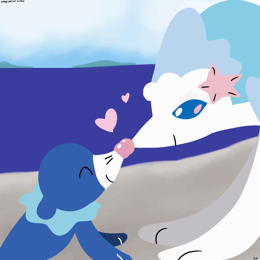 &lt;3 2017 ambiguous_gender animated blue_eyes blue_skin boop child cloud cub digital_drawing_(artwork) digital_media_(artwork) duo eskimo_kiss eyelashes eyes_closed facial_markings feral flippers frill happy head_frill heartwarming level_difference loop love mammal marine markings mother multicolored_skin neck_frill nintendo nose_boop nude parent pinniped pok&eacute;mon pok&eacute;mon_(species) popplio primarina sea sky sleepysealion smile two_tone_skin video_games water whiskers white_markings white_skin young