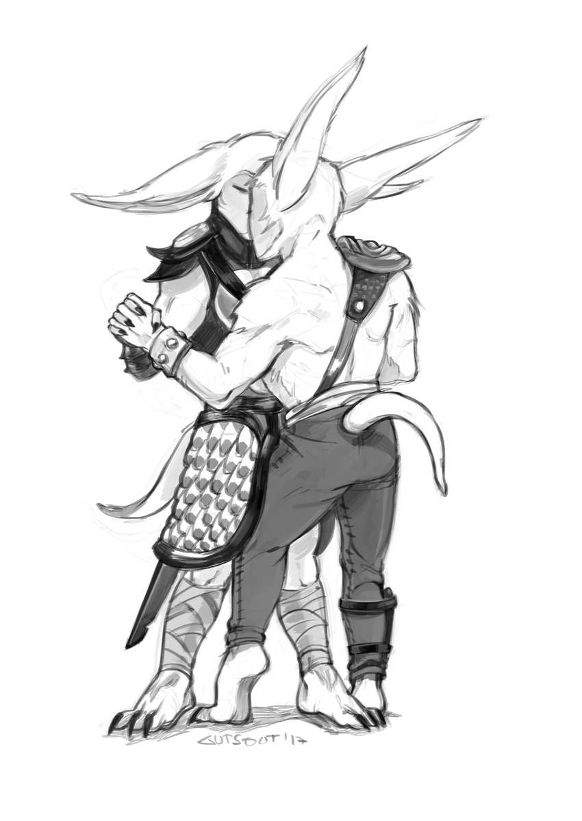 armor clothing dota gutsout_(artist) hand_holding kissing long_ears meepo_the_geomancer selfcest square_crossover video_games