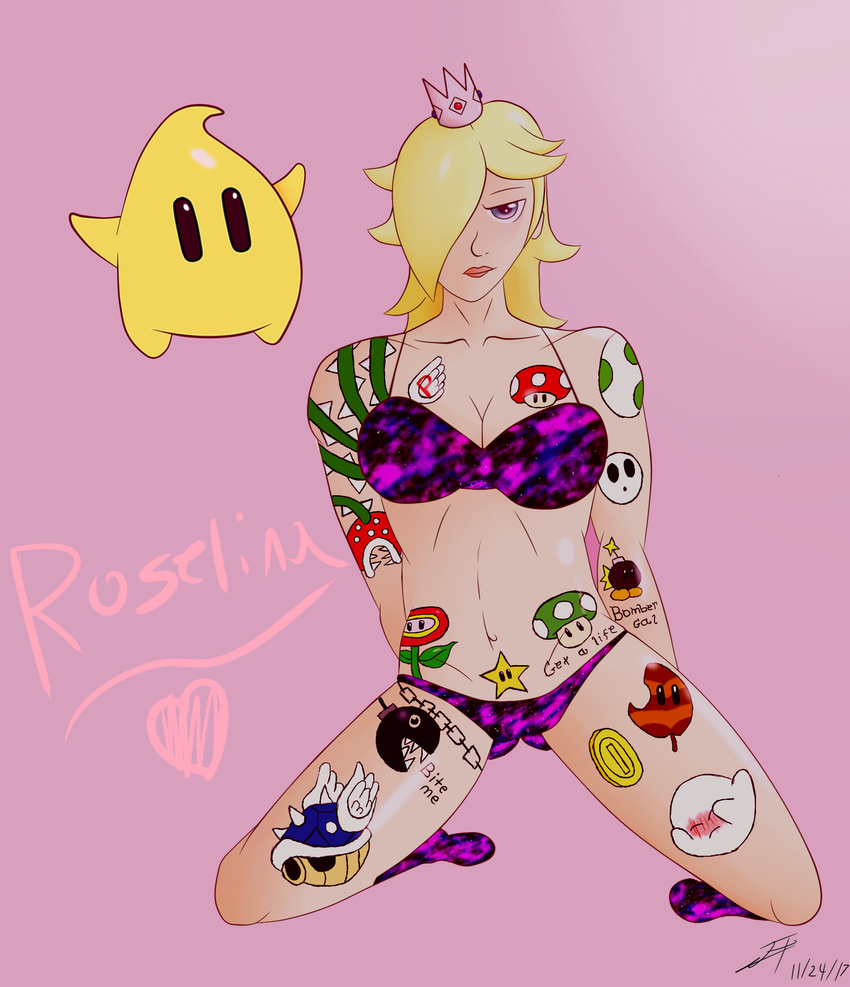 daddy_pone female hair human human_only mammal mario mario_bros nintendo not_furry poster princess rosalina_(mario) royalty super_mario_galaxy tattoo video_games