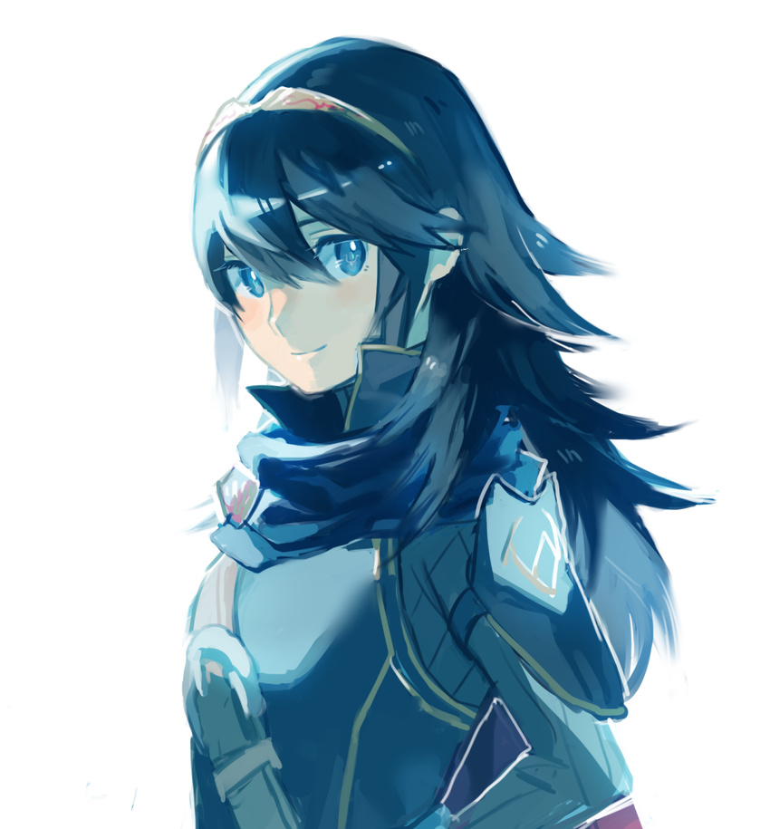 aisutabetao blue_eyes blue_hair fire_emblem fire_emblem:_kakusei long_hair looking_at_viewer lucina simple_background smile solo tiara white_background