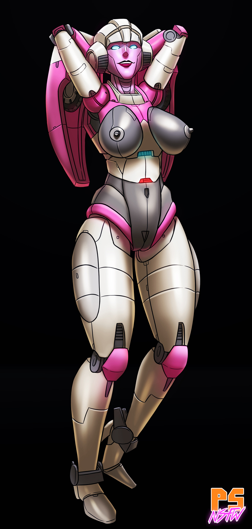 2017 alien arcee big_breasts blue_eyes breasts cybertronian female humanoid machine nipples not_furry pumpkinsinclair robot solo standing transformers transformers_prime twintails_(disambiguation)