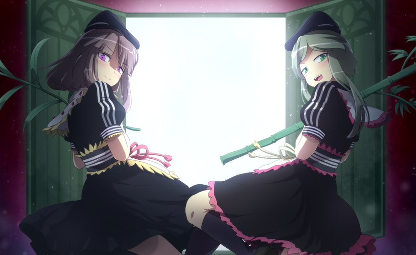 2girls adidas gopnik hidden_star_in_four_seasons looking_at_viewer meme multiple_girls nishida_satono teireida_mai touhou