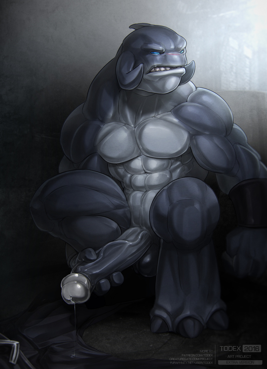 abs alien big_penis blush erection gantu hi_res looking_aside male masturbation monster muscular muscular_male not_furry nude penis precum precum_string solo stealth teeth todex uncut vein veiny_penis wristband