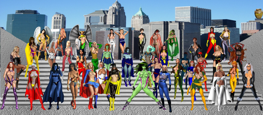 aquagirl avengers batgirl black_canary black_cat black_widow crossover crystal dawnstar dc elektra fantastic_four hawkgirl invisible_woman janet_van_dyne jean_grey jessica_drew justice_league koriand'r legion_of_superheroes marvel miss_martian miss_marvel mystique natasha_romanoff power_girl psylocke raven rogue saturn_girl shadowcat shadowlass she-hulk spider-woman starfire storm sue_storm supergirl tagme teen_titans wanda_maximoff wasp wonder_woman wondergirl x-men