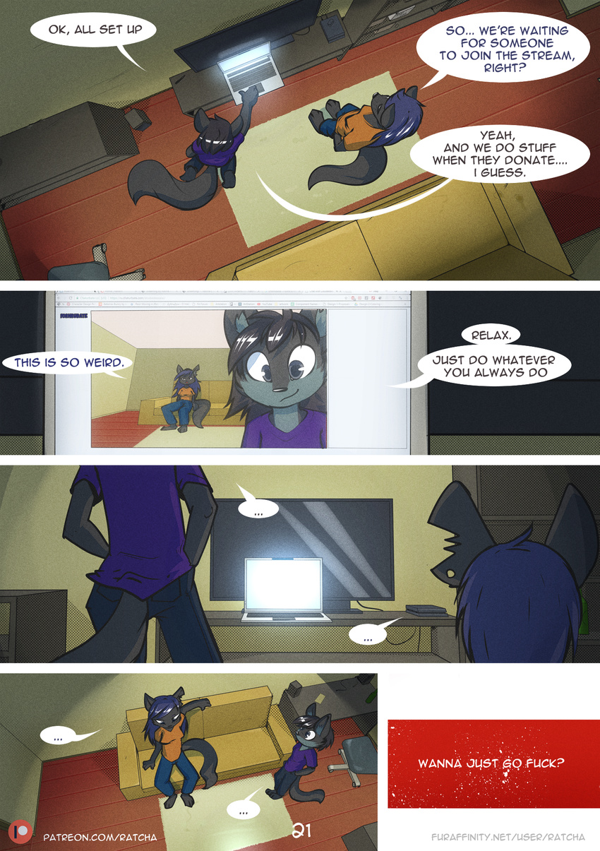 anthro brother brother_and_sister canine comic dialogue english_text female fox fur hair male mammal ratcha_(artist) rick_(ratcha) rina_(ratcha) sibling sister text