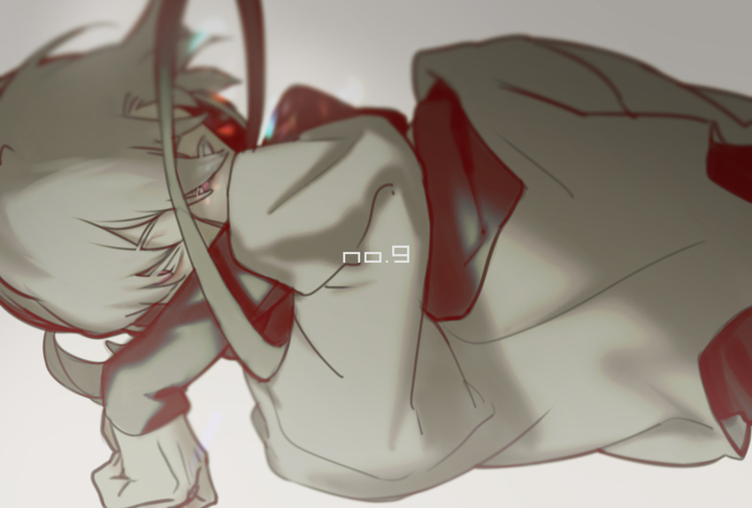 headphones kagerou_project konoha_(kagerou_project) male_focus pale_skin ponytail red_eyes shizu_(9394marimo) sideways solo white_hair