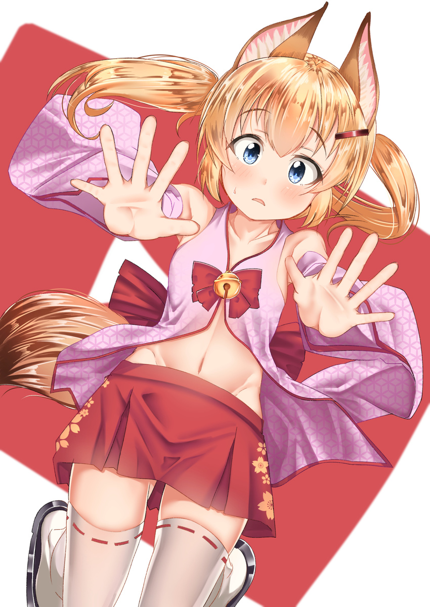 animal_ears japanese_clothes mad_(hazukiken) tail thighhighs