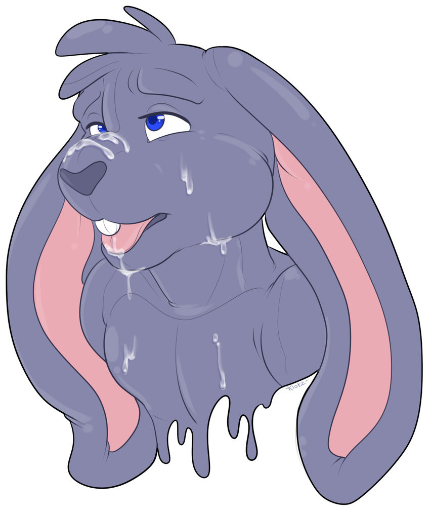 2015 alpha_channel animate_inanimate anthro blue_eyes cum cum_on_chest cum_on_face digital_drawing_(artwork) digital_media_(artwork) domzy hi_res inflatable lagomorph living_inflatable long_ears male mammal rabbit rubber shadowpelt shiny simple_background solo teeth tongue tongue_out transparent_background