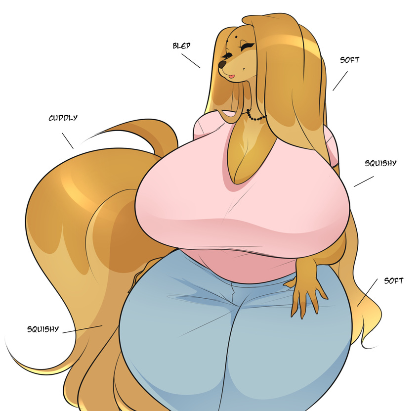 2018 anthro big_breasts breasts canine cherrikissu cleavage clothed clothing digital_media_(artwork) dog dogmom female fully_clothed hair huge_breasts long_hair mammal saluki simple_background solo standing thick_thighs voluptuous white_background wide_hips