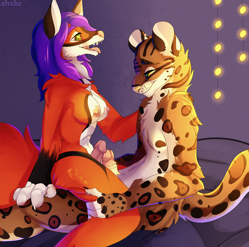 anthro breasts canine cum dickgirl dickgirl/male elvche face_to_face feline fox frottage fur intersex intersex/male leopard male mammal ocelot penis saliva sex smile tongue tongue_out wesley wesleyfoxx