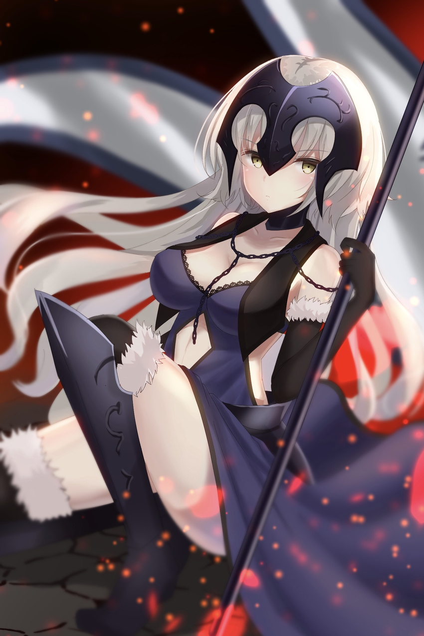 armor cleavage dress fate/grand_order heels jeanne_d'arc jeanne_d'arc_(alter)_(fate) tagme thighhighs