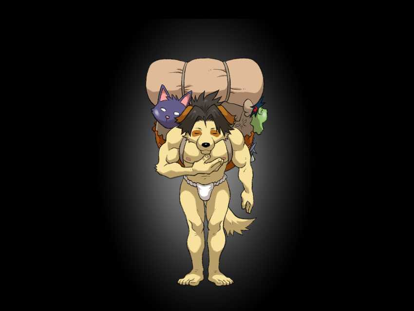 backpack barefoot bowing canine cat clothing dog dragon feline fundoshi japanese_clothing kouya_(morenatsu) kyouji_(morenatsu) majoras_mask male mammal mask morenatsu nintendo partial_nudity shin_(morenatsu) shirako tatsuki_(morenatsu) the_legend_of_zelda underwear video_games wolf