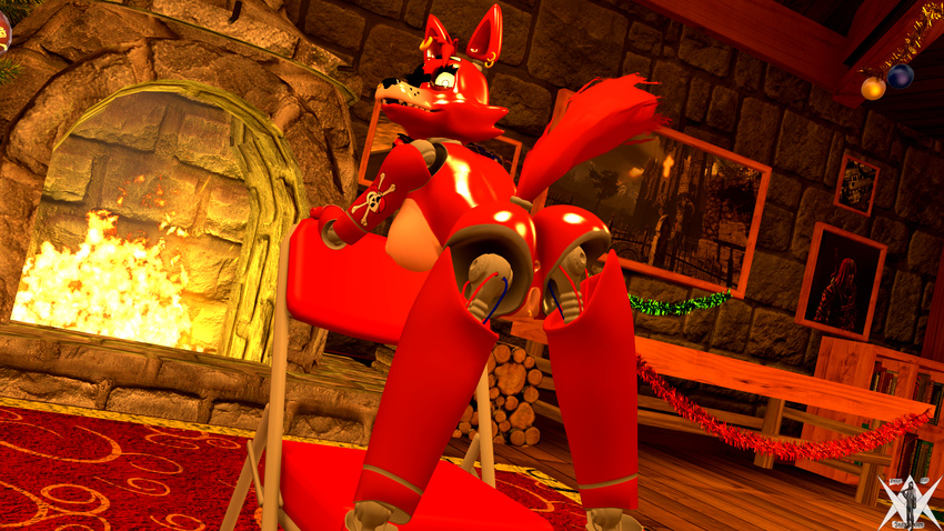 3d_(artwork) animatronic breasts butt canine chair christmas digital_media_(artwork) female fireplace five_nights_at_freddy's fox foxy_(fnaf) hi_res holidays knightashshadowborne knightthewolfal looking_at_viewer machine mammal nipples pussy robot source_filmmaker sourcefilmmaker video_games