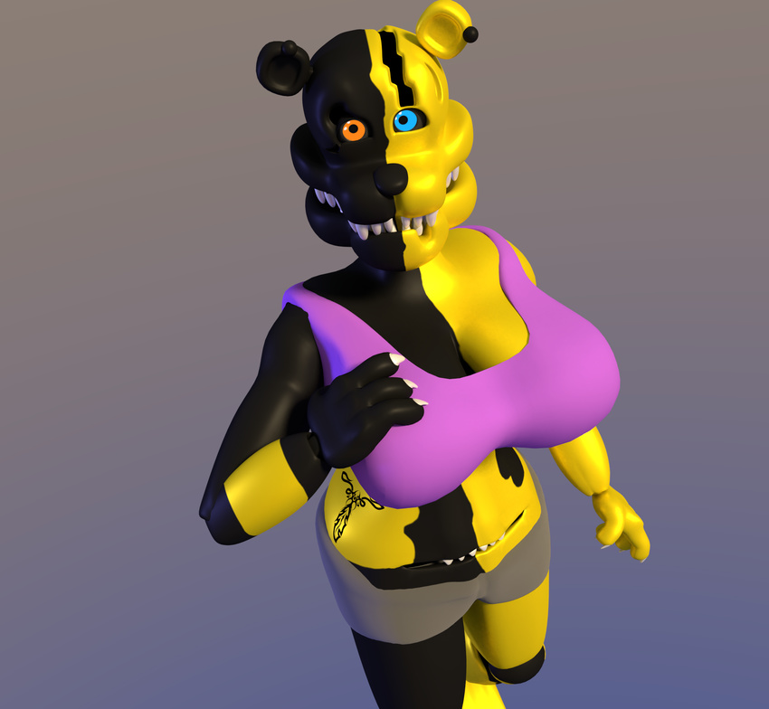 3d_(artwork) animatronic bear big_breasts biohazard_(character) breasts digital_media_(artwork) female five_nights_at_freddy's fredkakes hi_res looking_at_viewer machine mammal portrait pose robot simple_background solo thatdoggolinkie video_games what why