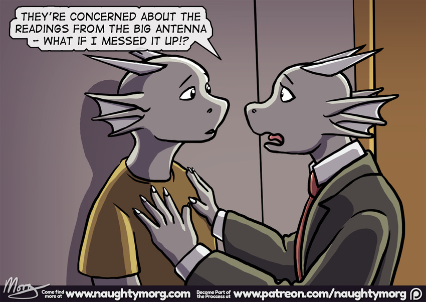 2018 anthro clothing comic dragon english_text inside male naughtymorg patreon signature text