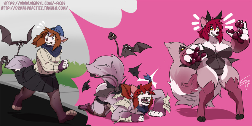 anthro big_breasts breast_expansion breasts butt butt_expansion canine clothed clothing corruption demon female ficus fox hair hooves horn mammal open_mouth parasite succubat_(ficus) succubus transformation wings