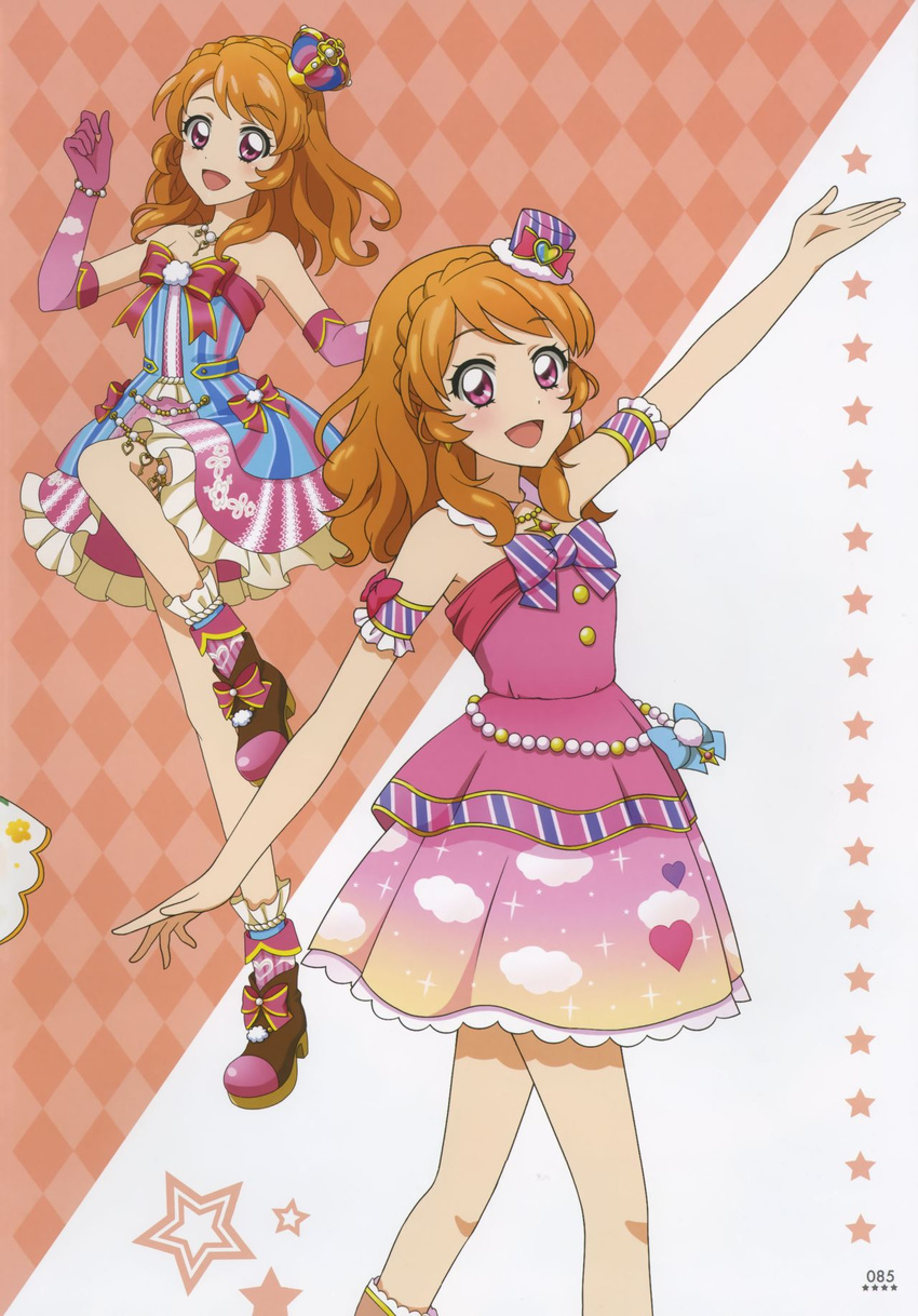 aikatsu! blush brown_eyes dress official_art oozora_akari orange_hair ponytail short_hair smile