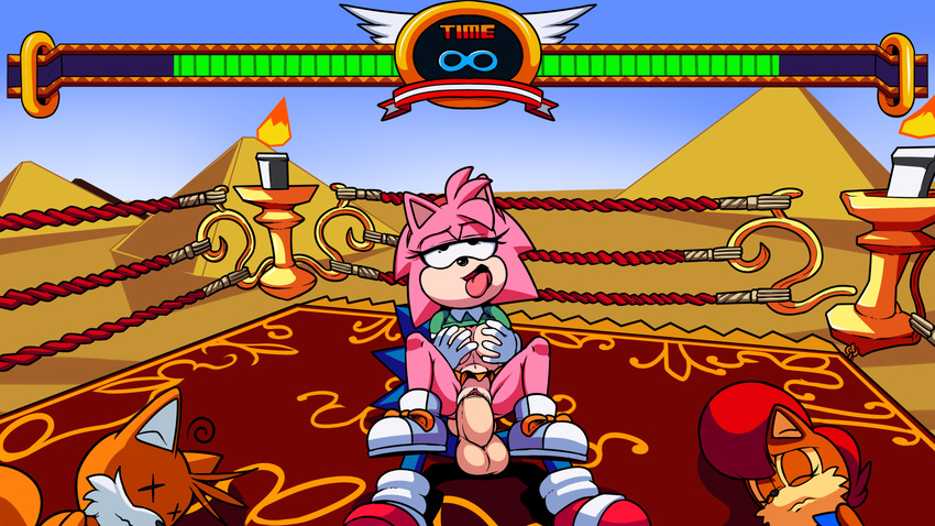 16:9 amy_rose anthro anthro_on_anthro big_penis breast_grab breasts canine chipmunk dreamcastzx1 duo_focus female fighting_ring fox fucked_silly grabbing_from_behind group hand_on_breast hedgehog hi_res huge_penis male male/female mammal miles_prower on_top penetration penis raised_shirt raised_skirt reverse_cowgirl_position rodent sally_acorn sex sitting small_breasts sonic_(series) sonic_the_fighters sonic_the_hedgehog spread_legs spreading tongue tongue_out unconscious vaginal vaginal_penetration