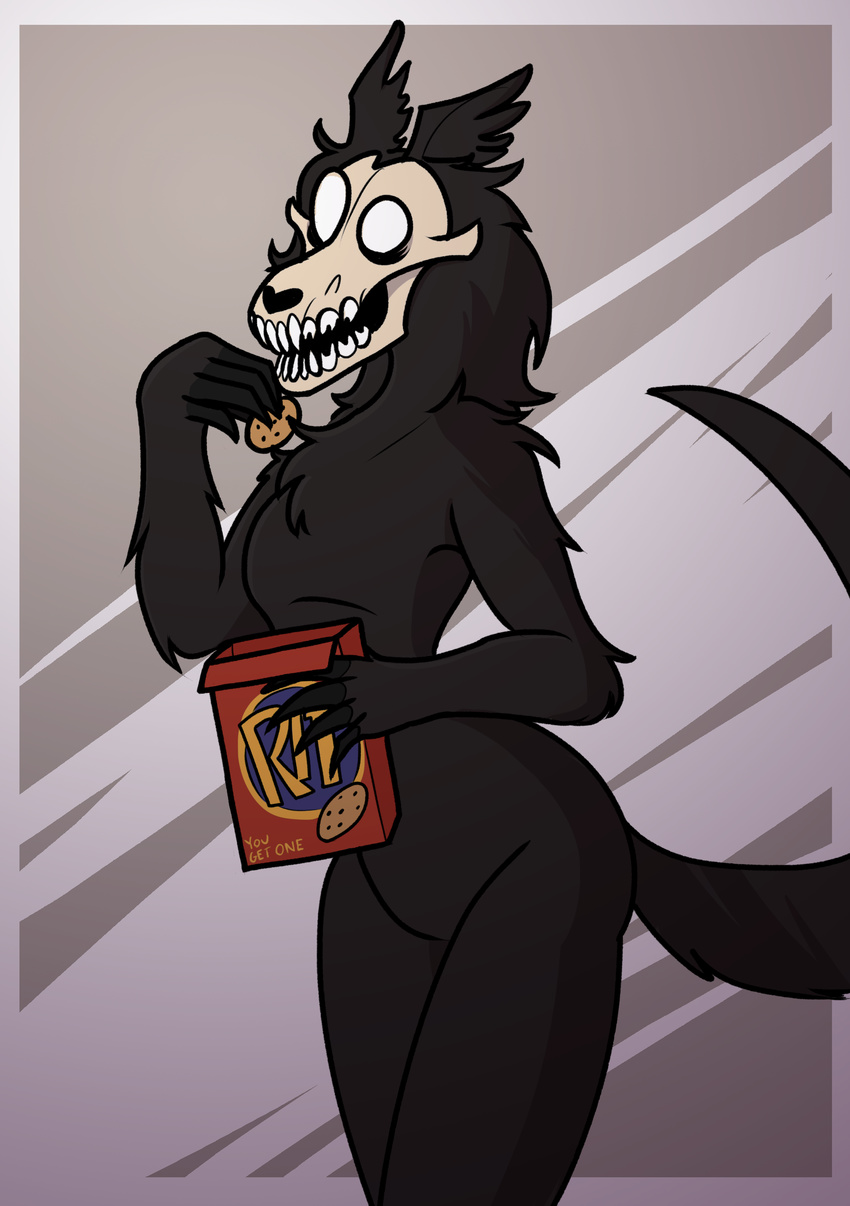 anthro black_fur canine female fur hair hi_res kea_(artist) mammal monster scp-1471 scp_foundation simple_background skull solo