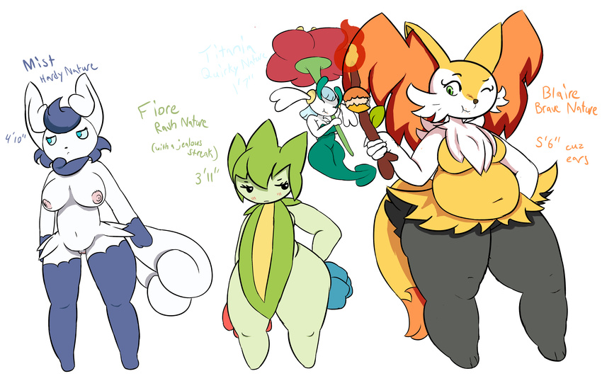 2018 anthro areola belly big_belly big_breasts big_butt braixen breasts butt cosmicscourge eating english_text female floette flora_fauna food fur huge_breasts meowstic navel nintendo nude one_eye_closed overweight overweight_female plant pok&eacute;mon pok&eacute;mon_(species) pok&eacute;morph pokepuff roselia simple_background slightly_chubby text thick_thighs video_games voluptuous wide_hips wink