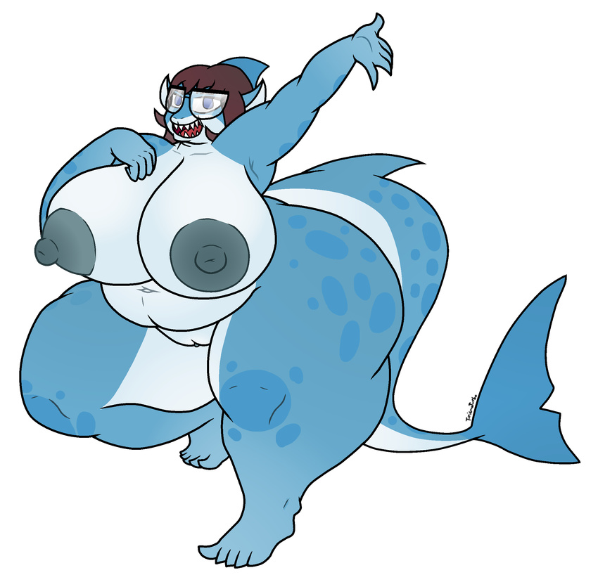 2017 5_fingers 5_toes alpha_channel anthro areola belly big_belly big_breasts big_butt blue_eyes blue_skin breasts brown_hair butt digital_media_(artwork) eyewear fangs female fish glasses hair huge_breasts huge_butt marine navel nipples nude obese overweight overweight_female pussy shark simple_background solo thick_thighs toes transparent_background turismoturbo voluptuous wide_hips wilma_(vdisco)