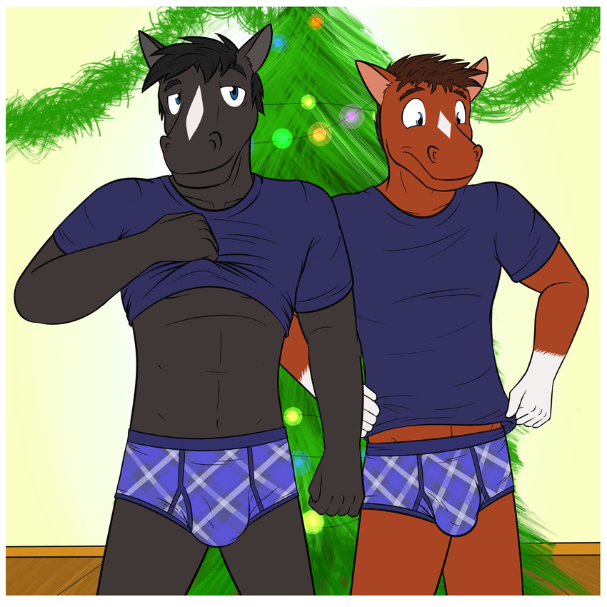 blake_jackson briefs bulge christmas christmas_tree clothing duo equine father father_and_son fuze holidays horse inside mammal parent son story story_in_description texnatsu tree underwear