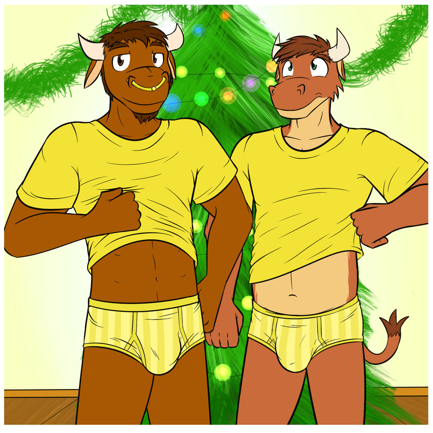 bovine briefs bulge cattle christmas christmas_tree clothing duo father father_and_son fuze holidays inside mammal parent son story story_in_description texnatsu tree ty_conrad underwear