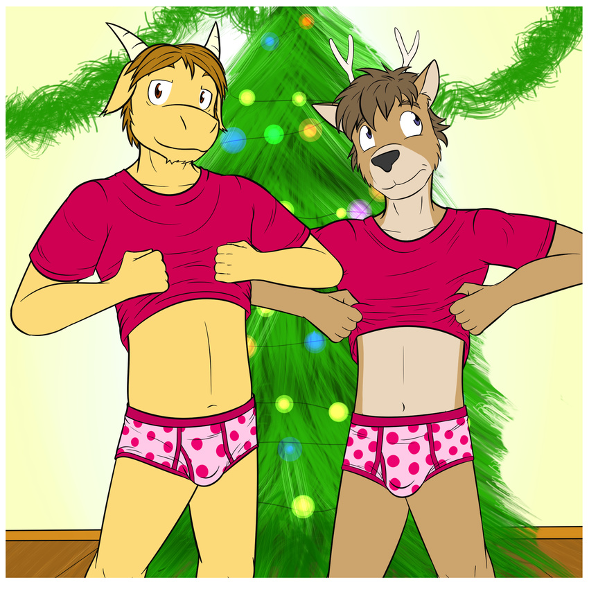 briefs bulge casey_ramser cervine christmas christmas_tree clothing deer duo father father_and_son fuze holidays inside mammal parent son story story_in_description texnatsu tree underwear