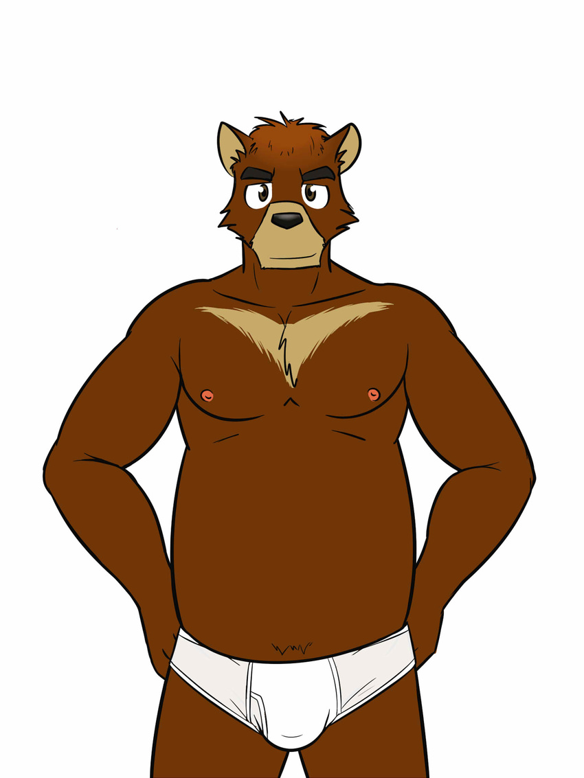 bear briefs bulge clothed clothing fuze japanese_clothing male mammal morenatsu nipples simple_background tighty_whities topless underwear white_background white_underwear