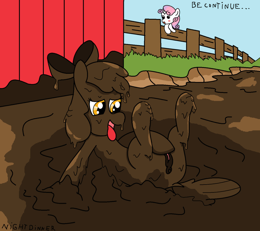 apple_bloom_(mlp) equine fence feral food friendship_is_magic fruit horse mammal masturbation messy mud muddy my_little_pony pony pussy sweetie wam