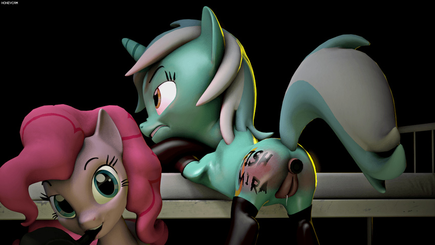 3d_(artwork) 3rd_party_watermark animated buttplug digital_media_(artwork) ejaculation fishimira friendship_is_magic frying_pan lyra_heartstrings_(mlp) my_little_pony orgasm pinkie_pie_(mlp) pussy_ejaculation pussy_juice sex_toy source_filmmaker spanking watermark