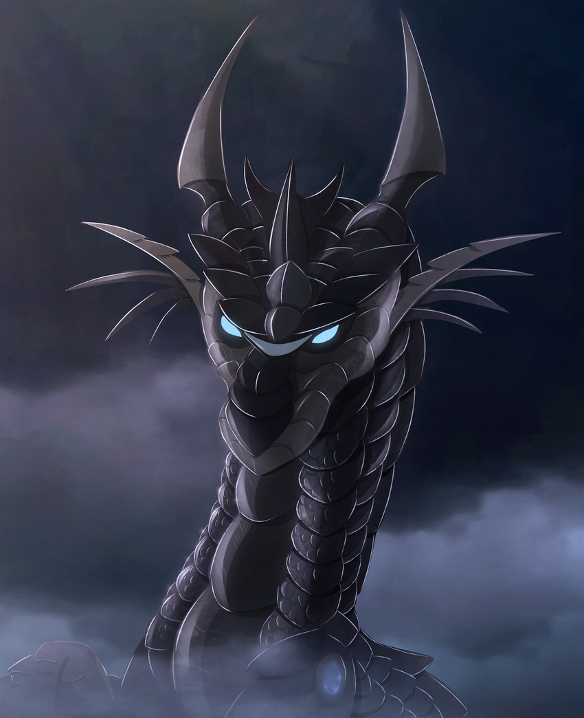 2017 black_scales blue_eyes digital_media_(artwork) dragon feral horn scales solo telleryspyro